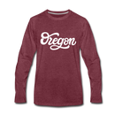 Oregon Long Sleeve T-Shirt - Hand Lettered Unisex Oregon Long Sleeve Shirt - heather burgundy