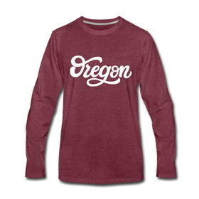 Oregon Long Sleeve T-Shirt - Hand Lettered Unisex Oregon Long Sleeve Shirt - heather burgundy