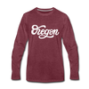Oregon Long Sleeve T-Shirt - Hand Lettered Unisex Oregon Long Sleeve Shirt - heather burgundy