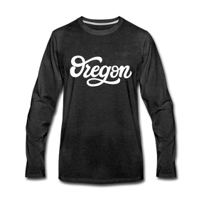Oregon Long Sleeve T-Shirt - Hand Lettered Unisex Oregon Long Sleeve Shirt - charcoal gray