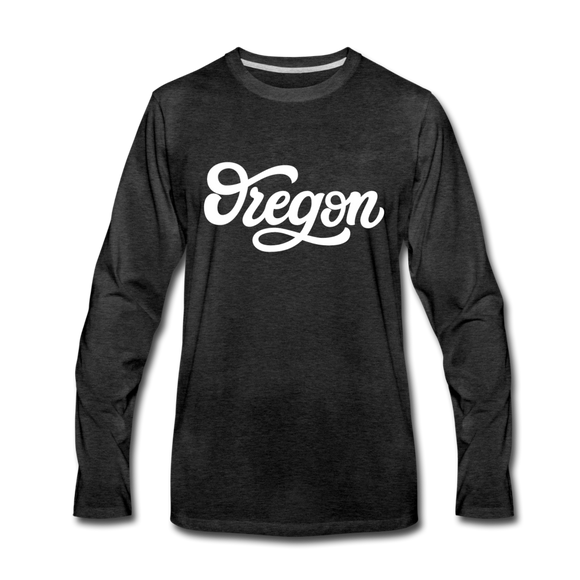 Oregon Long Sleeve T-Shirt - Hand Lettered Unisex Oregon Long Sleeve Shirt - charcoal gray