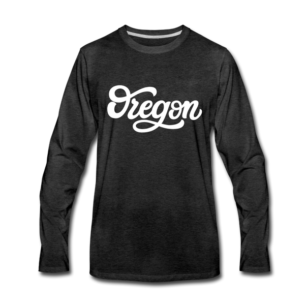 Oregon Long Sleeve T-Shirt - Hand Lettered Unisex Oregon Long Sleeve Shirt - charcoal gray