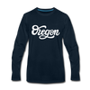 Oregon Long Sleeve T-Shirt - Hand Lettered Unisex Oregon Long Sleeve Shirt - deep navy