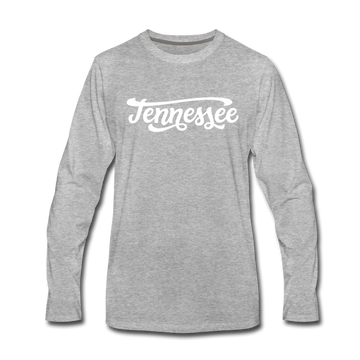 Tennessee Long Sleeve T-Shirt - Hand Lettered Unisex Tennessee Long Sleeve Shirt - heather gray