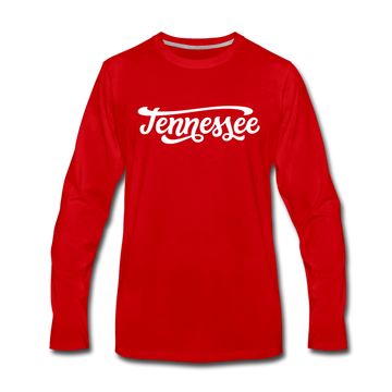 Tennessee Long Sleeve T-Shirt - Hand Lettered Unisex Tennessee Long Sleeve Shirt - red