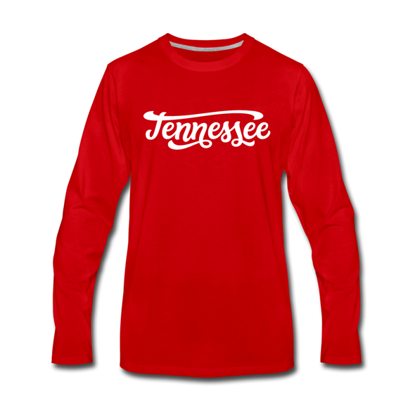 Tennessee Long Sleeve T-Shirt - Hand Lettered Unisex Tennessee Long Sleeve Shirt - red