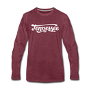 Tennessee Long Sleeve T-Shirt - Hand Lettered Unisex Tennessee Long Sleeve Shirt - heather burgundy