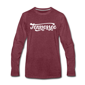 Tennessee Long Sleeve T-Shirt - Hand Lettered Unisex Tennessee Long Sleeve Shirt - heather burgundy