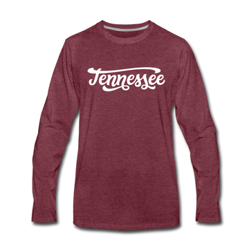 Tennessee Long Sleeve T-Shirt - Hand Lettered Unisex Tennessee Long Sleeve Shirt - heather burgundy