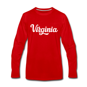 Virginia Long Sleeve T-Shirt - Hand Lettered Unisex Virginia Long Sleeve Shirt - red