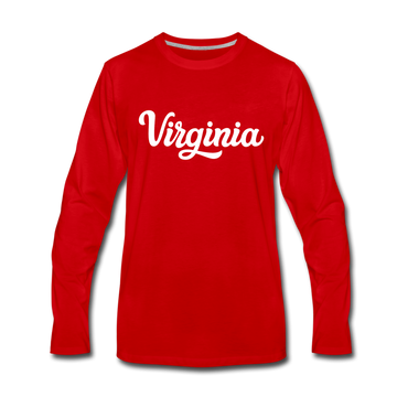 Virginia Long Sleeve T-Shirt - Hand Lettered Unisex Virginia Long Sleeve Shirt - red