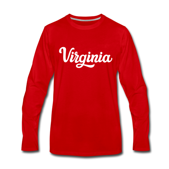 Virginia Long Sleeve T-Shirt - Hand Lettered Unisex Virginia Long Sleeve Shirt - red