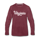 Virginia Long Sleeve T-Shirt - Hand Lettered Unisex Virginia Long Sleeve Shirt - heather burgundy