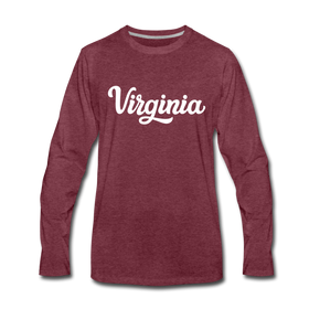 Virginia Long Sleeve T-Shirt - Hand Lettered Unisex Virginia Long Sleeve Shirt - heather burgundy