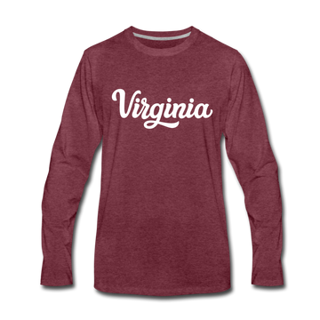 Virginia Long Sleeve T-Shirt - Hand Lettered Unisex Virginia Long Sleeve Shirt - heather burgundy