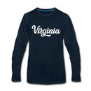 Virginia Long Sleeve T-Shirt - Hand Lettered Unisex Virginia Long Sleeve Shirt - deep navy