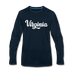 Virginia Long Sleeve T-Shirt - Hand Lettered Unisex Virginia Long Sleeve Shirt - deep navy