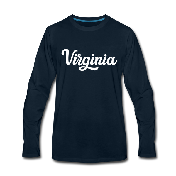Virginia Long Sleeve T-Shirt - Hand Lettered Unisex Virginia Long Sleeve Shirt - deep navy