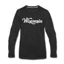 Wisconsin Long Sleeve T-Shirt - Hand Lettered Unisex Wisconsin Long Sleeve Shirt - black