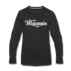Wisconsin Long Sleeve T-Shirt - Hand Lettered Unisex Wisconsin Long Sleeve Shirt - black