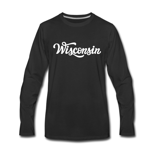 Wisconsin Long Sleeve T-Shirt - Hand Lettered Unisex Wisconsin Long Sleeve Shirt - black