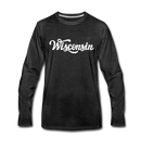 Wisconsin Long Sleeve T-Shirt - Hand Lettered Unisex Wisconsin Long Sleeve Shirt - charcoal gray