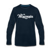Wisconsin Long Sleeve T-Shirt - Hand Lettered Unisex Wisconsin Long Sleeve Shirt - deep navy