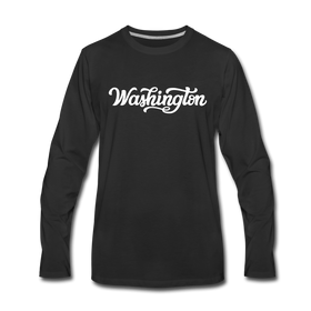 Washington Long Sleeve T-Shirt - Hand Lettered Unisex Washington Long Sleeve Shirt - black