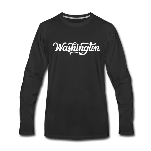 Washington Long Sleeve T-Shirt - Hand Lettered Unisex Washington Long Sleeve Shirt - black