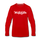 Washington Long Sleeve T-Shirt - Hand Lettered Unisex Washington Long Sleeve Shirt - red