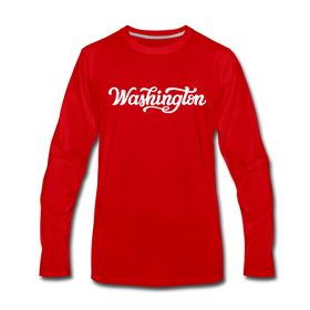 Washington Long Sleeve T-Shirt - Hand Lettered Unisex Washington Long Sleeve Shirt - red
