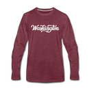 Washington Long Sleeve T-Shirt - Hand Lettered Unisex Washington Long Sleeve Shirt - heather burgundy