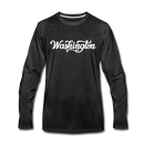 Washington Long Sleeve T-Shirt - Hand Lettered Unisex Washington Long Sleeve Shirt - charcoal gray