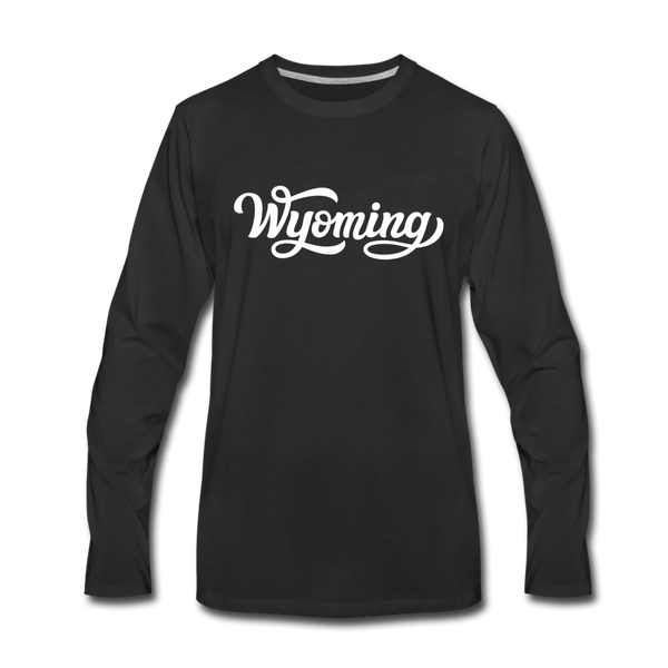 Wyoming Long Sleeve T-Shirt - Hand Lettered Unisex Wyoming Long Sleeve Shirt - black