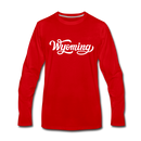 Wyoming Long Sleeve T-Shirt - Hand Lettered Unisex Wyoming Long Sleeve Shirt - red