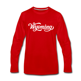 Wyoming Long Sleeve T-Shirt - Hand Lettered Unisex Wyoming Long Sleeve Shirt - red
