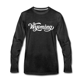 Wyoming Long Sleeve T-Shirt - Hand Lettered Unisex Wyoming Long Sleeve Shirt - charcoal gray