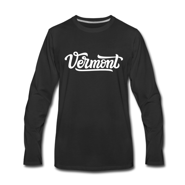 Vermont Long Sleeve T-Shirt - Hand Lettered Unisex Vermont Long Sleeve Shirt - black