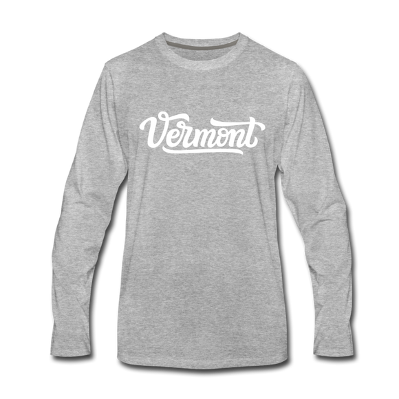 Vermont Long Sleeve T-Shirt - Hand Lettered Unisex Vermont Long Sleeve Shirt - heather gray