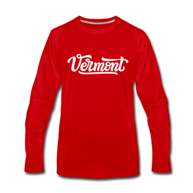 Vermont Long Sleeve T-Shirt - Hand Lettered Unisex Vermont Long Sleeve Shirt - red
