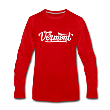 Vermont Long Sleeve T-Shirt - Hand Lettered Unisex Vermont Long Sleeve Shirt - red