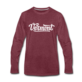 Vermont Long Sleeve T-Shirt - Hand Lettered Unisex Vermont Long Sleeve Shirt - heather burgundy