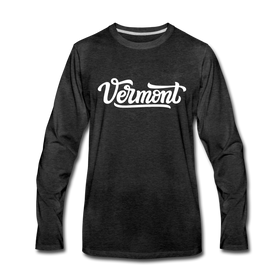 Vermont Long Sleeve T-Shirt - Hand Lettered Unisex Vermont Long Sleeve Shirt - charcoal gray