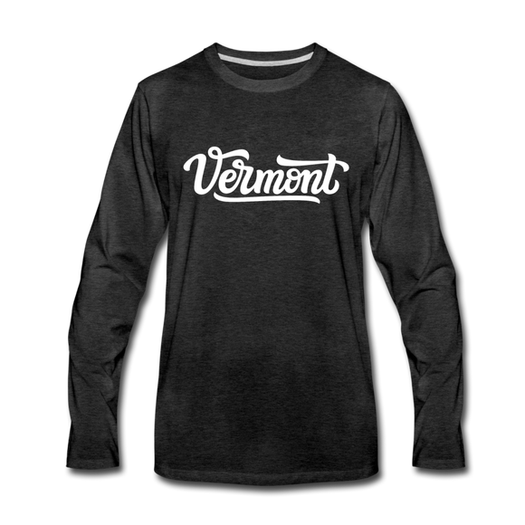 Vermont Long Sleeve T-Shirt - Hand Lettered Unisex Vermont Long Sleeve Shirt - charcoal gray