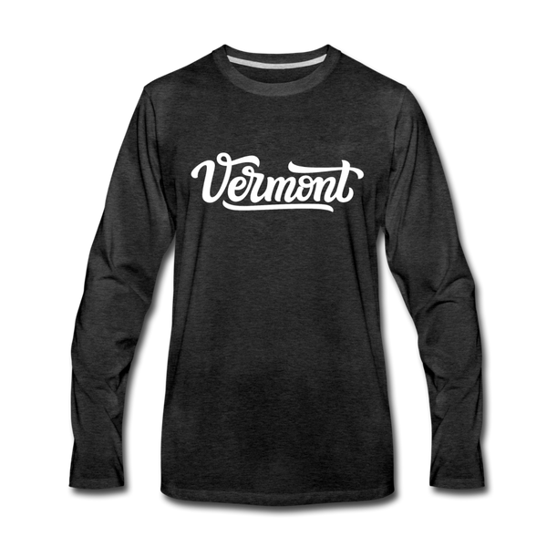 Vermont Long Sleeve T-Shirt - Hand Lettered Unisex Vermont Long Sleeve Shirt - charcoal gray