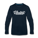 Vermont Long Sleeve T-Shirt - Hand Lettered Unisex Vermont Long Sleeve Shirt - deep navy