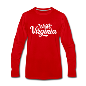 West Virginia Long Sleeve T-Shirt - Hand Lettered Unisex West Virginia Long Sleeve Shirt - red