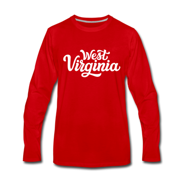 West Virginia Long Sleeve T-Shirt - Hand Lettered Unisex West Virginia Long Sleeve Shirt - red