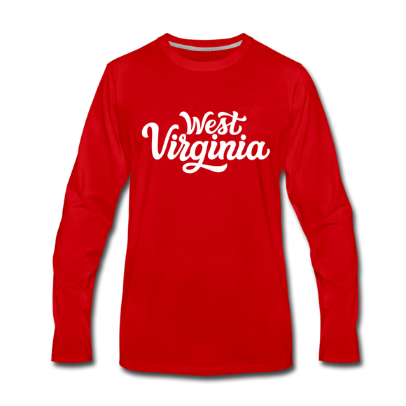 West Virginia Long Sleeve T-Shirt - Hand Lettered Unisex West Virginia Long Sleeve Shirt - red