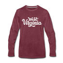West Virginia Long Sleeve T-Shirt - Hand Lettered Unisex West Virginia Long Sleeve Shirt - heather burgundy